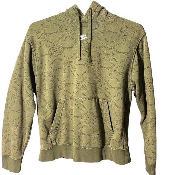 Nike Sportswear Club Hoodie Print All Over Rough Green Pullover Men’s Size L - Picture 1 of 9